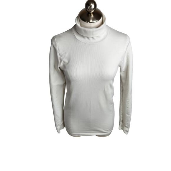 Athleta Flurry Blizzard Rib Turtleneck Womens Size Small White Top Long Sleeve - Picture 2 of 9